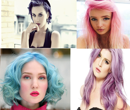 Collage de chicas con cabello color pastel